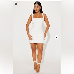 Fashion Nova Celine ribbed mini dress white size M
